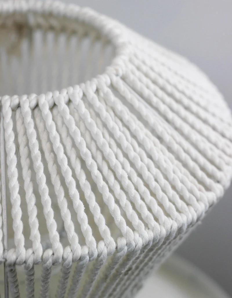 White Rope And Metal Frame Candle Lantern - Incl. Candle Glass, 35 cm - Image 4